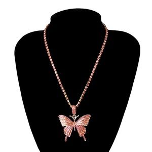 Crystals chunky butterfly necklace